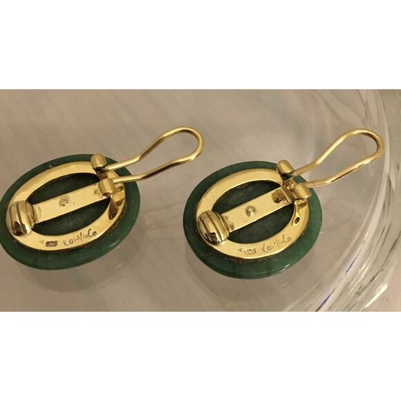 Vintage KAI-YIN LO Sterling Silver Vermeil Jade Infinity Earrings Clip KYLO - Picture 3 of 4